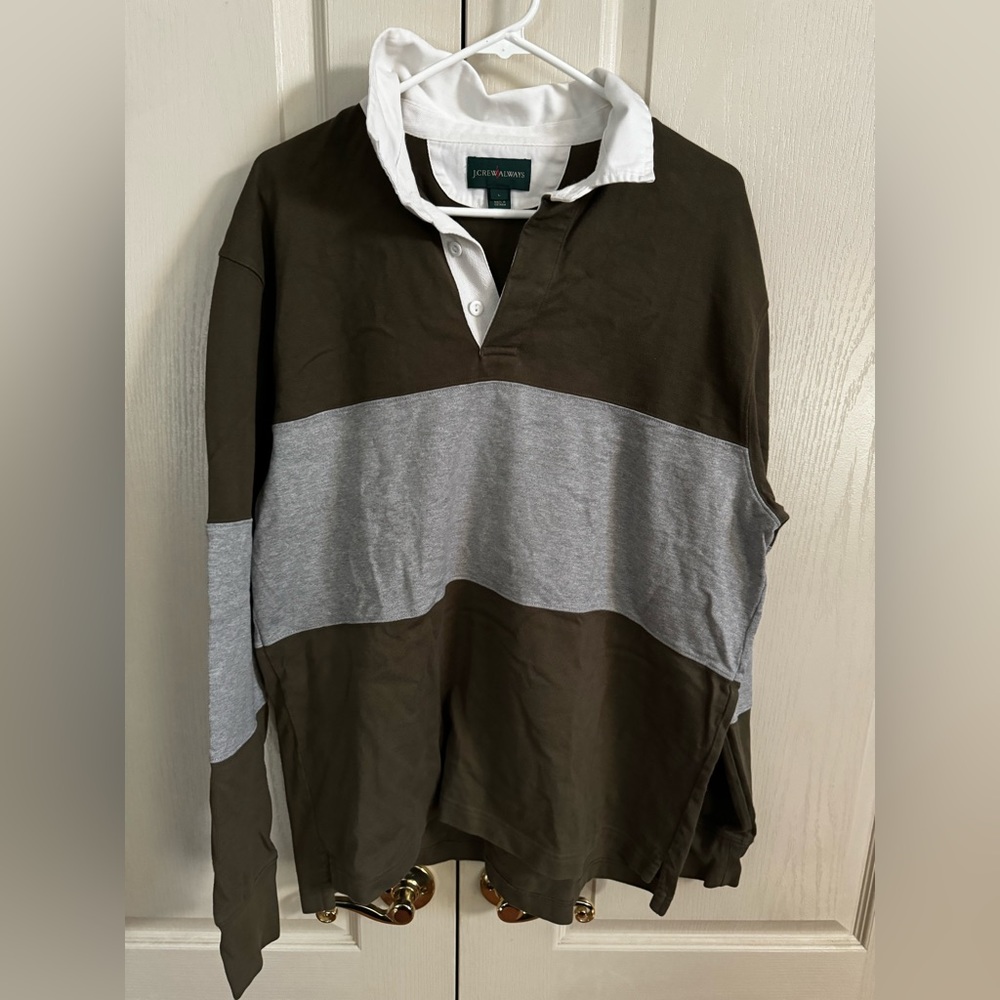 Men’s J.Crew long sleeve rugby polo - L